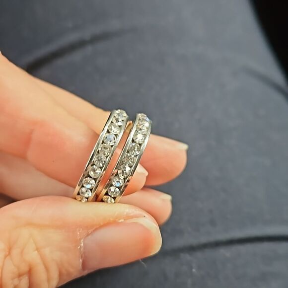 Silver Stone Stack Rings - Picture 2 of 3
